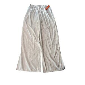 Colsie Womens White Wide-Leg Pants With Polka Dot Texture & Elastic Waist